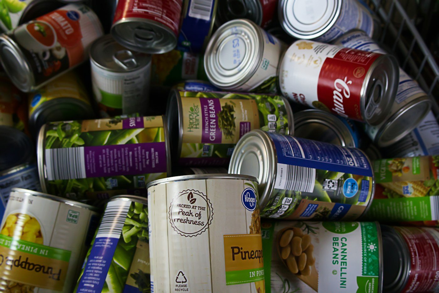 Canned goods gathered together